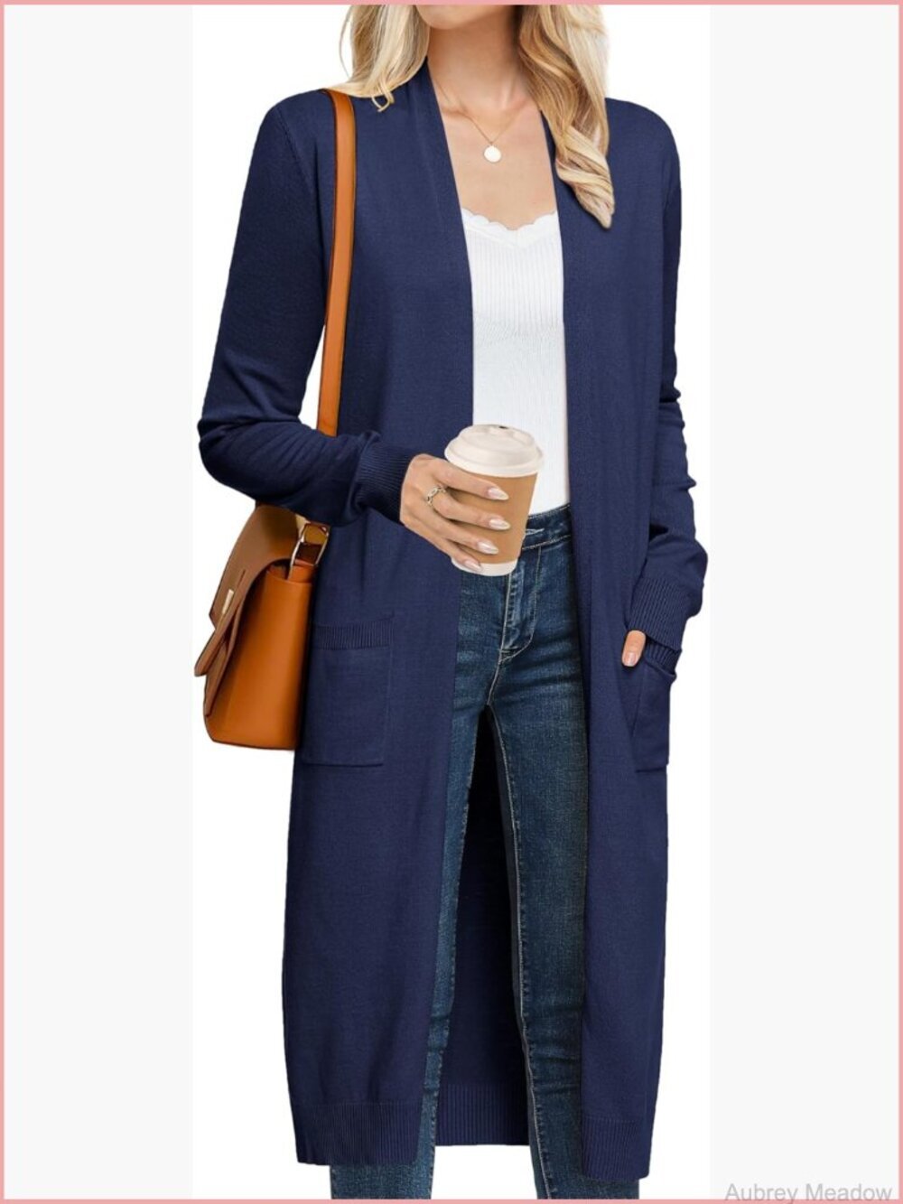 Long Cardigan Sweater Open Front Duster Coat with Pockets